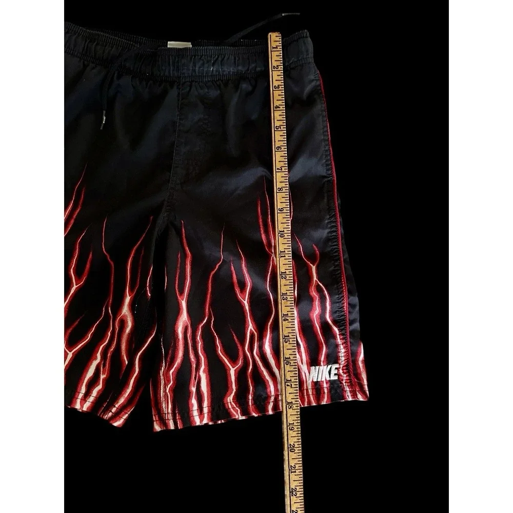 Y2K 90's Nike Flame‎ Lightning Shorts Size Youth Medium Black Trunks Rare